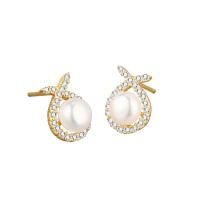 Cubic Zirconia Micro Pave Brass Earring, with Plastic Pearl, plated, fashion jewelry & micro pave cubic zirconia & for woman 
