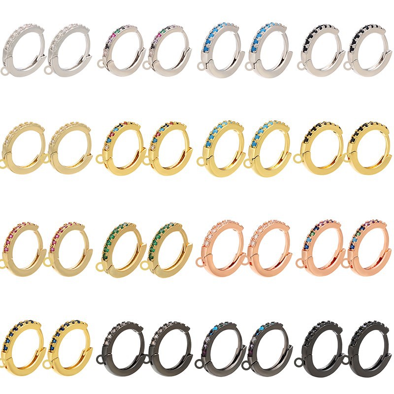 Brass Huggie Hoop Earring Finding, plated, different styles for choice & with rhinestone, Sold By Pair