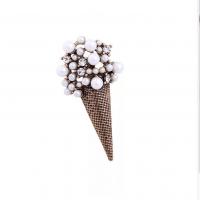 Plastic Pearl Brooch, Zinc Alloy, with Plastic Pearl, Ice Cream, plated, Unisex & with rhinestone 