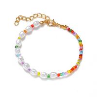 Glass Seed Beads Bracelets, Zinc Alloy, with Seedbead, with 1.97inch extender chain, fashion jewelry & for woman 