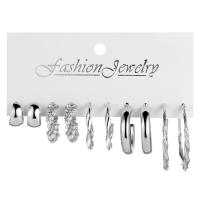 Zinc Alloy Earring Set, with Plastic Pearl, plated, 5 pieces & fashion jewelry & for woman 