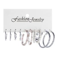alliage de zinc Boucles d'oreilles, avec perle de plastique & Acrylique, Placage, 5 pièces & bijoux de mode & styles différents pour le choix & pour femme, plus de couleurs à choisir, Vendu par fixé