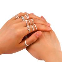 Zink-Legierung Ring Set, Zinklegierung, für Frau, Silberfarbe, 19mm, 12PCs/Tasche, verkauft von Tasche