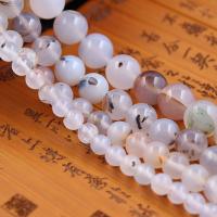 Perles agates, Agate, poli, DIY, blanc Environ 38 cm, Vendu par brin