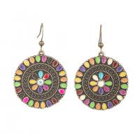 Enamel Zinc Alloy Drop Earring, Round, vintage design & fashion jewelry & for woman, multi-colored 
