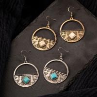 Turquoise Zinc Alloy Earring, with turquoise, Round, plated, fashion jewelry & for woman 