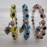 Evil Eye Jewelry Bracelet, Resin, with Zinc Alloy, silver color plated, Unisex & with rhinestone 8mm Approx 7.3 Inch 