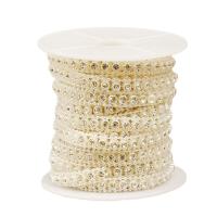 Mode Perlen Strang, ABS-Kunststoff-Perlen, mit Kunststoffspule & Strass, Spritzlackierung, DIY, beige, ca. 9m/Spule, verkauft von Spule