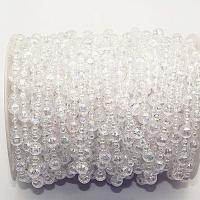 Mode Perlen Strang, Kunststoff, mit Kunststoffspule, plattiert, DIY, keine, 8mm,4mm, ca. 20m/Spule, verkauft von Spule
