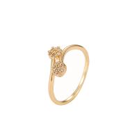 Brass Cuff Finger Ring, gold color plated, micro pave cubic zirconia & for woman, golden, 18mm 