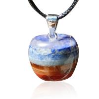 Gemstone Necklaces, with Korean Waxed Cord & Zinc Alloy, Apple, silver color plated, fashion jewelry, mixed colors, 20mm .75 Inch 