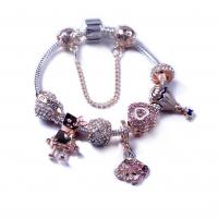 Zinc Alloy European Bracelets, plated & snake chain & for woman & enamel & with rhinestone, mixed colors 