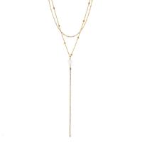 Fashion Fringe Necklace, 304 Stainless Steel, with Shell Pearl, with 3.94inch extender chain, Double Layer & fashion jewelry & for woman 8mm Approx 13.78.15.75 Inch 
