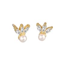 Cubic Zirconia Micro Pave Brass Earring, with Plastic Pearl, plated, fashion jewelry & micro pave cubic zirconia & for woman 