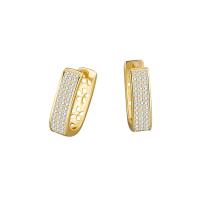 Cubic Zirconia Micro Pave Brass Earring, plated, fashion jewelry & micro pave cubic zirconia & for woman & hollow 