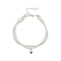 Brass Bracelets, with Plastic Pearl, with 2.36 inch extender chain, Stick, silver color plated, fashion jewelry & for woman, silver color, 5.8mm .3 Inch 