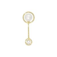 Brass Brooch, with Shell Pearl, plated, micro pave cubic zirconia & for woman & hollow 