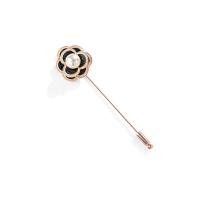 Zinc Alloy Brooch, with Shell Pearl, Rose, rose gold color plated, for woman & enamel 