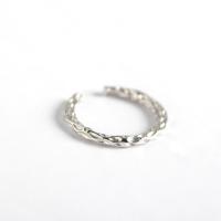 925 Sterling Silver Cuff Finger Ring, platinum color plated, Adjustable & for woman, 16.5mm 