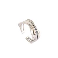 925 Sterling Silver Cuff Finger Ring, antique silver color plated, Adjustable & for woman, 16.5mm 
