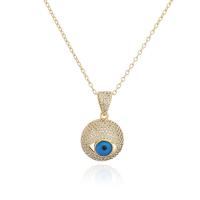 Cubic Zircon Micro Pave Brass Necklace, 18K gold plated, evil eye pattern & micro pave cubic zirconia & for woman & enamel & hollow Approx 17.71 Inch 