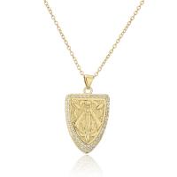 Cubic Zircon Micro Pave Brass Necklace, 18K gold plated, micro pave cubic zirconia & for woman Approx 17.71 Inch 