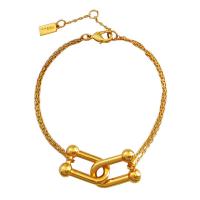 Brass Bracelets, with 1.18inch extender chain, gold color plated, fashion jewelry & for woman Approx 5.91 Inch 
