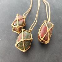 Unakite Pendants, with Wax Cord, mixed colors, 20-30mm 