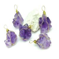 Amethyst Pendant February Birthstone , with Zinc Alloy, natural, purple, 25-30mm 