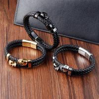 PU Leather Cord Bracelets, 316L Stainless Steel, with PU Leather, polished, fashion jewelry & for man cm 