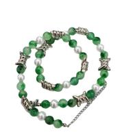 Plastic Pearl Necklace, Zinc Alloy, with Jade & Plastic Pearl & 304 Stainless Steel, with 2.76Inch extender chain, plated, Unisex, mixed colors Approx 20.87 Inch, Approx 