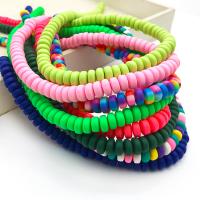 Rondelle Polymer Clay Beads, argile de polymère, Plat rond, DIY, plus de couleurs à choisir Environ Vendu par brin
