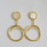 Resin Zinc Alloy Earring, with Resin, Donut, gold color plated, for woman 
