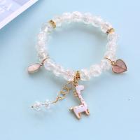 Acrylic Zinc Alloy Bracelets, with Zinc Alloy, gold color plated, for woman & enamel & with rhinestone, white, 8mm Approx 18 cm 