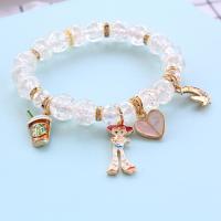 Acrylic Zinc Alloy Bracelets, with Zinc Alloy, gold color plated, for woman & enamel & with rhinestone 8mm Approx 18 cm 