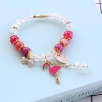 Acrylic Zinc Alloy Bracelets, with Zinc Alloy, gold color plated, for woman & enamel & with rhinestone, mixed colors, 8mm,26-50mm Approx 18 cm 