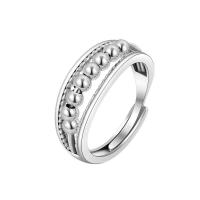 Brass Open Finger Ring, Round, silver color plated, for woman, silver color, 7.63mm 