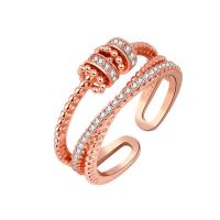 Brass Cuff Finger Ring, plated, micro pave cubic zirconia & for woman 7mm 