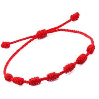 Evil Eye Jewelry Bracelet, Polyester Cord, with Lampwork & Zinc Alloy, plated, adjustable red .69 Inch 