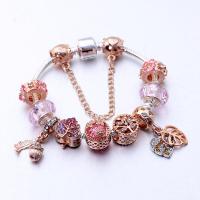 Zinc Alloy European Bracelets, with Crystal, plated & snake chain & enamel & with rhinestone, mixed colors 