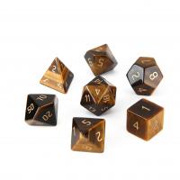 Tiger Eye Dice, Carved yellow, 15-20mm 