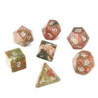 Unakite Dice, Carved mixed colors, 15-20mm 