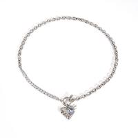 Rhinestone Brass Necklace, platinum color plated & for woman & with rhinestone Approx 15.74 Inch 
