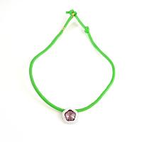 Пу шнур ожерелье, Латунь, с PU шнур, Форма цветка, инкрустированное микро кубического циркония & Женский, зеленый, длина:Приблизительно 19.68 дюймовый, продается PC
