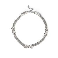Brass Chain Necklace, platinum color plated, for woman Approx 15.74 Inch 