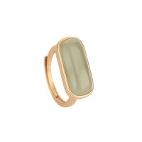 Gemstone Brass Finger Ring, with Gemstone, matte gold color plated, Adjustable & for woman 