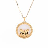 Enamel Zinc Alloy Necklace, with Gemstone, matte gold color plated, for woman Approx 17.72 Inch 