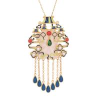 Enamel Zinc Alloy Necklace, with Synthetic Jade, matte gold color plated, Imitation Hetian Jade & for woman, 72mm Approx 17.72 Inch 