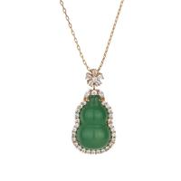Zinc Alloy Cubic Zirconia Necklace, with Green Calcedony, Calabash, gold color plated, micro pave cubic zirconia & for woman Approx 17.72 Inch 