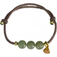 Jade Bracelets, Polyester Cord, with zinc alloy bead & Hetian Jade, gold color plated, Adjustable & for woman Approx 7.48 Inch 